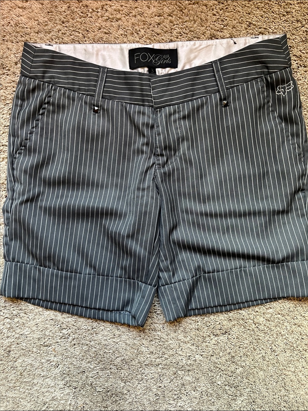 Fox Girls Charcoal Pinstripe Shorts